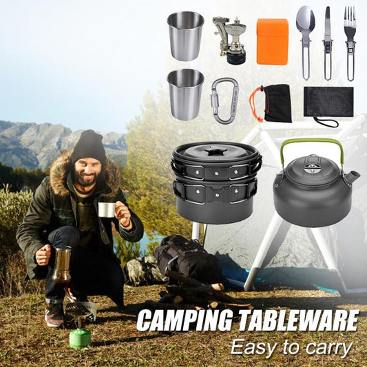 Ultra-Light Camping Cookware Set for 2-3: Complete with Burner