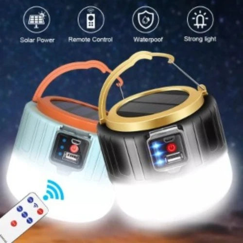 Solar LED Camping Lantern - Waterproof Rechargeable Tent Light, Portable Emergency & Market Lamp"